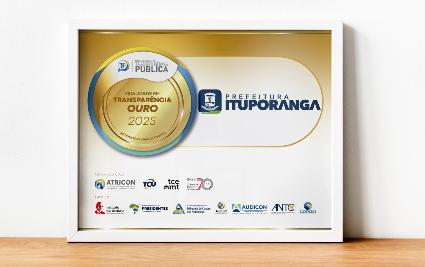 Ituporanga Conquista Selo Ouro em Transparência Pública Nacional