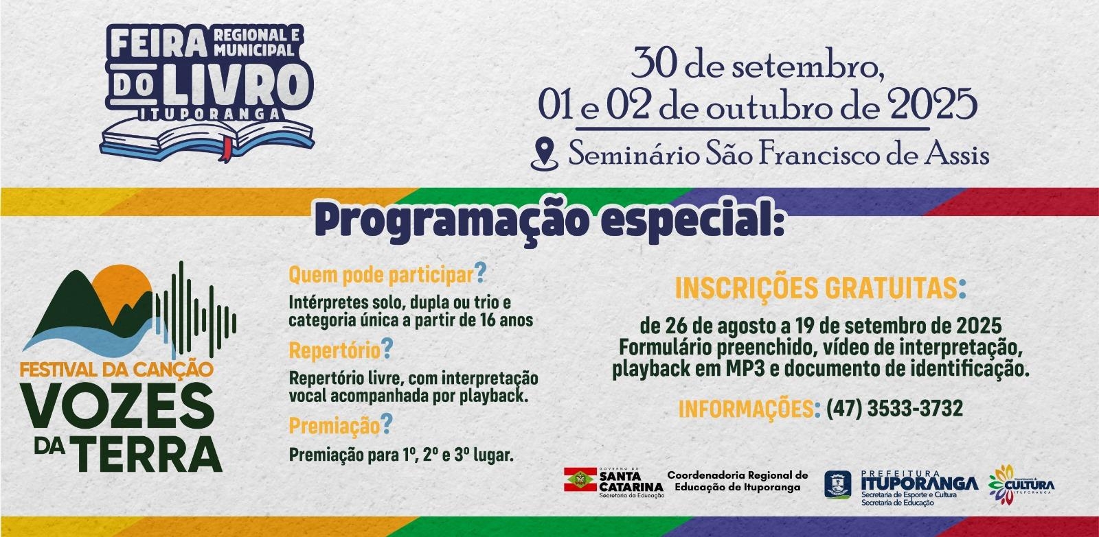 Ituporanga terá 1º Vozes da Terra – Festival da Canção