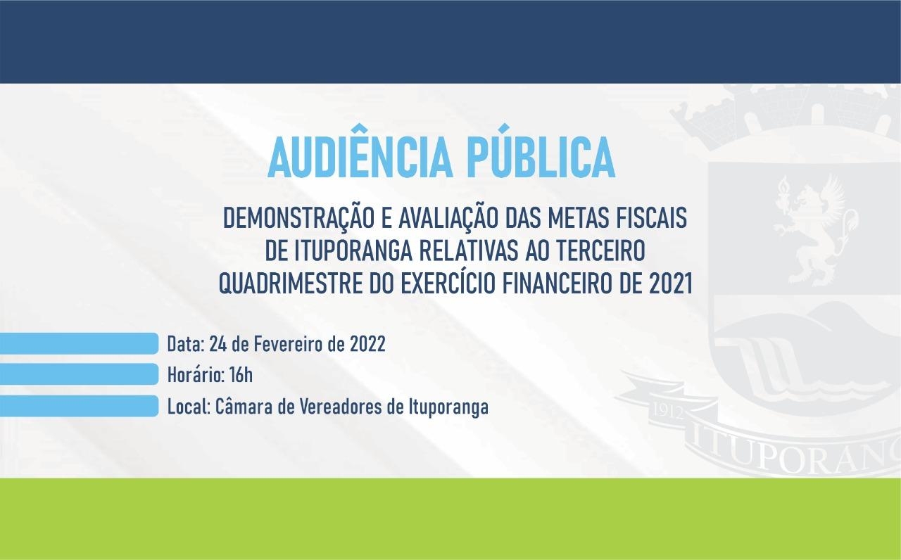 Quinta-feira terá Audiência Pública para demonstração e avaliação das metas fiscais em Ituporanga
